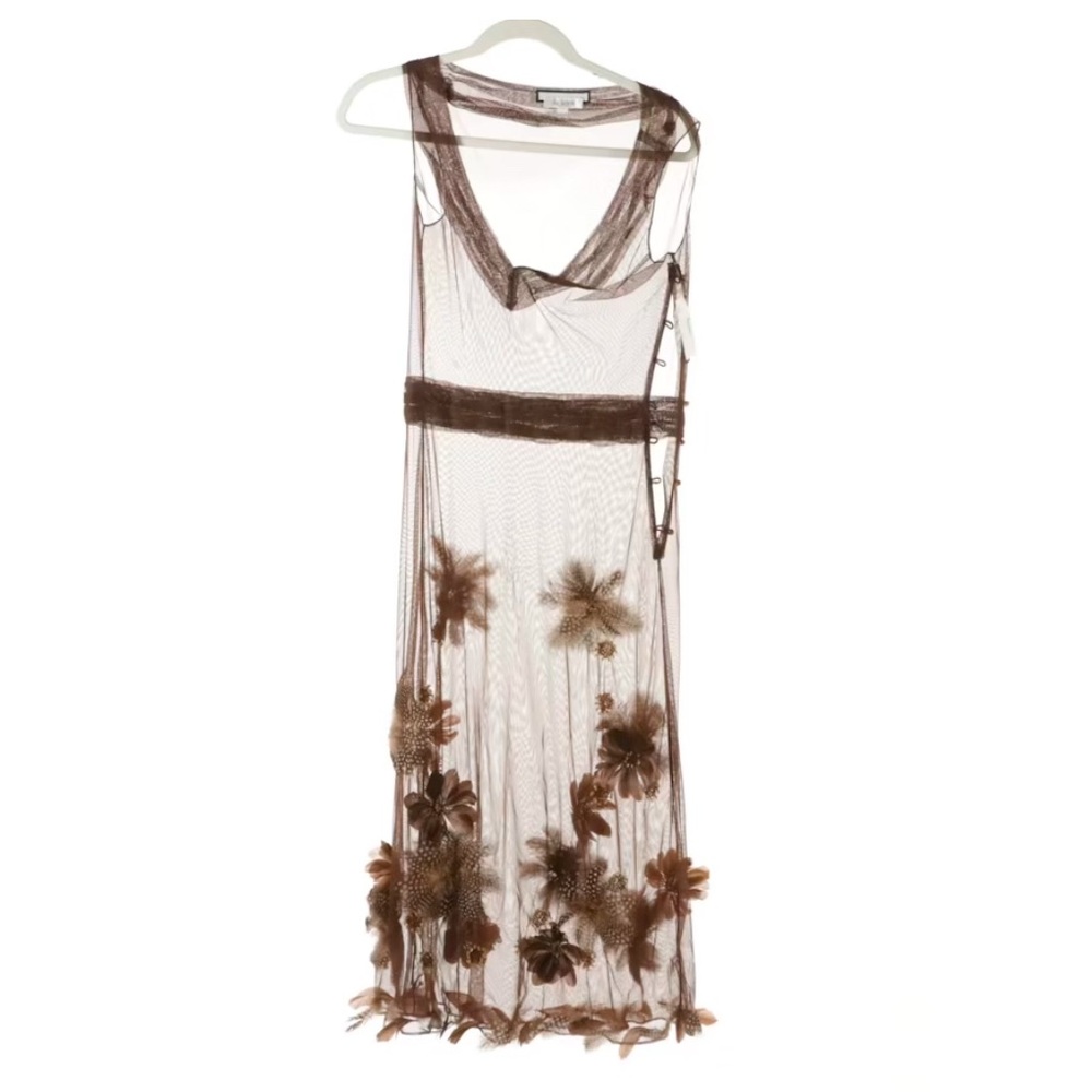 Lela Rose Brown Floral Midi Dress